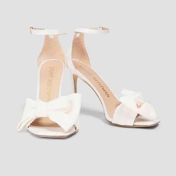 STUART WEITZMAN Nudistcurve Love Knot Heel Sandal Ivory 100mm Women's 7.5B - Picture 8 of 8